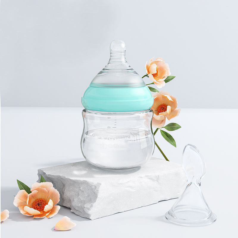 Baby Feeding Bottle with Spoon–Borosilicate Glass, Safe & Easy Feeding