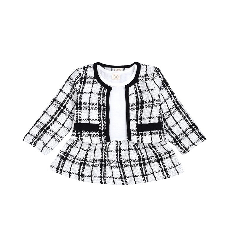 Long-sleeved White Shirt with Blazer and Skirt Coordinates Set
