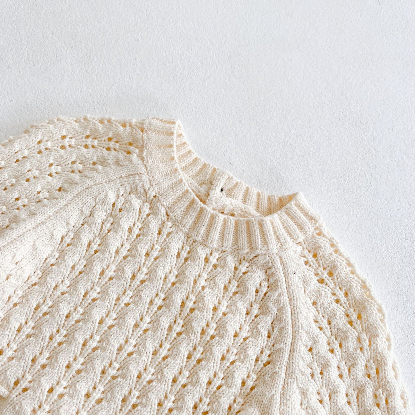 Infant Knit Romper – Girl Baby Knitted Long Sleeve Hollow Waist Dress