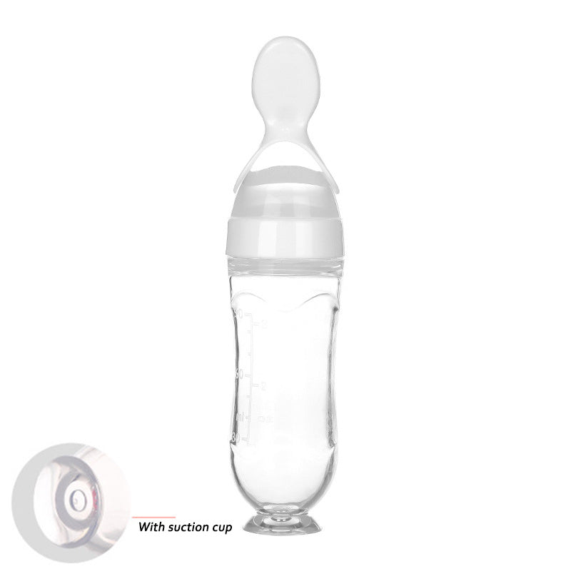 Newborn Baby Feeding Bottle with Silicone Squeeze Feeding Spoon