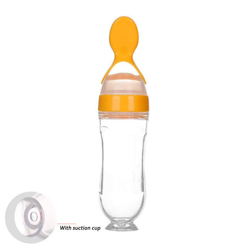 Newborn Baby Feeding Bottle with Silicone Squeeze Feeding Spoon