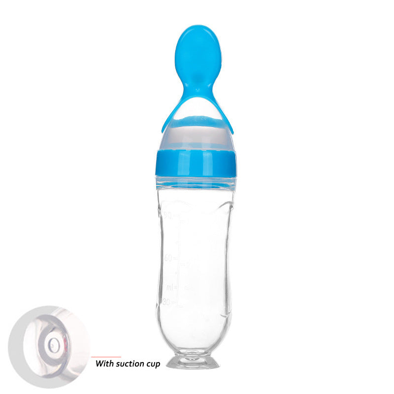 Newborn Baby Feeding Bottle with Silicone Squeeze Feeding Spoon