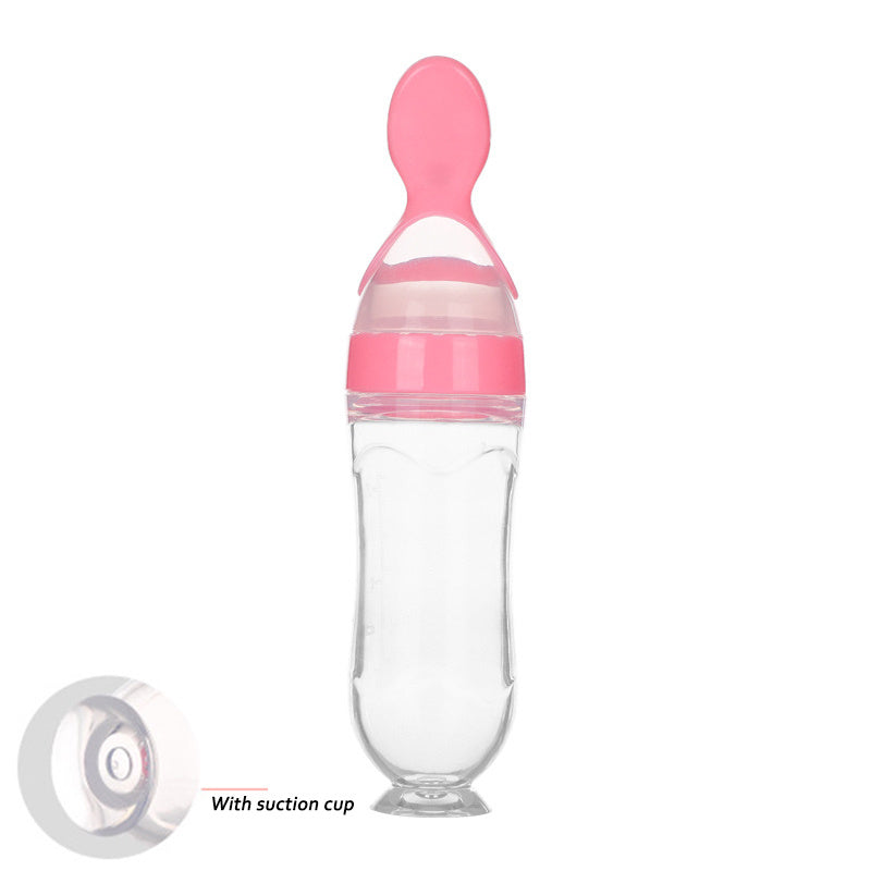 Newborn Baby Feeding Bottle with Silicone Squeeze Feeding Spoon