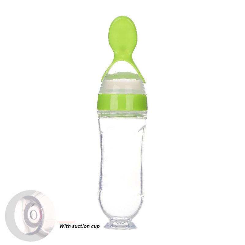 Newborn Baby Feeding Bottle with Silicone Squeeze Feeding Spoon