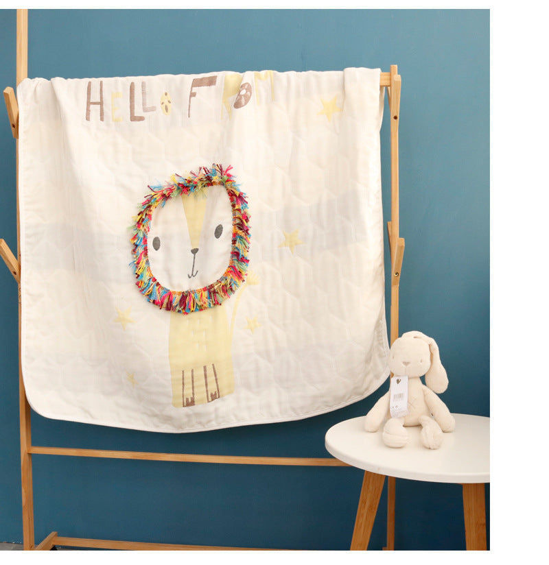 3D Lion Cotton Muslin Blanket Baby Swaddle Baby Summer Blanket Stroller Cover Bath Towel