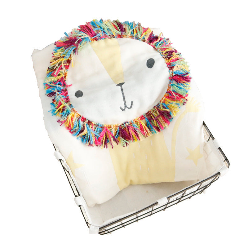 3D Lion Cotton Muslin Blanket Baby Swaddle Baby Summer Blanket Stroller Cover Bath Towel