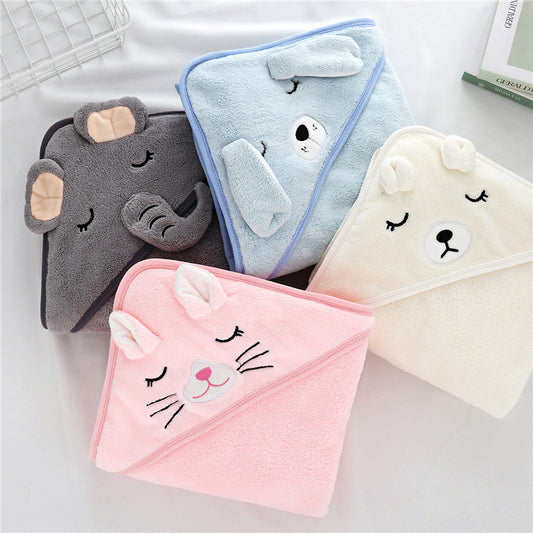 Baby Hooded Swaddle Bath Towel Unisex Multicolor (80x80cm)