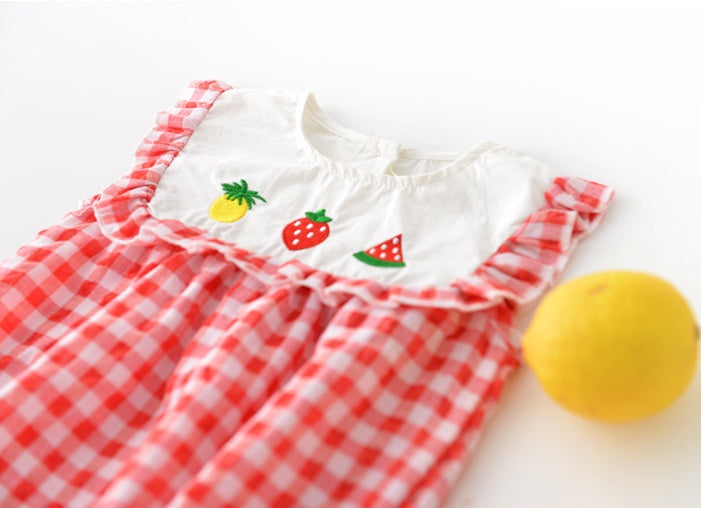 Baby Romper – Plaid Lace Sleeves, Triangle Design & Cute Style