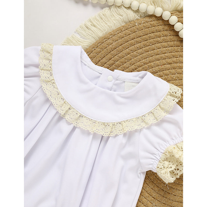 Baby Girl Lace White Bubble Romper