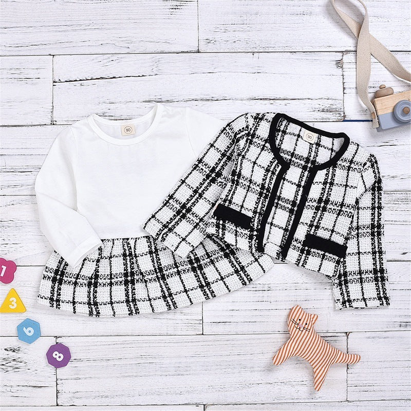 Long-sleeved White Shirt with Blazer and Skirt Coordinates Set