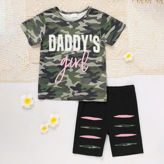 Toddler Girls' Camouflage Printed with Shorts Set
