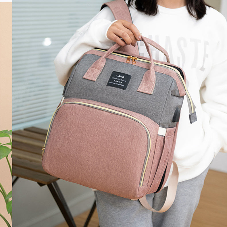 Diaper Bag Backpack Large Capacity Stylish & Spacious Baby Crib