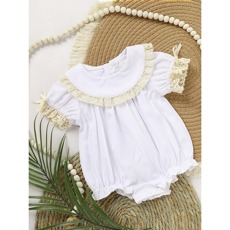 Baby Girl Lace White Bubble Romper