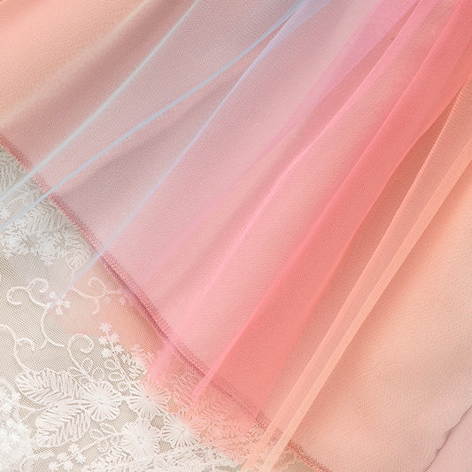 Baby Girl Pink Long Sleeve with Rainbow Tutu Skirt Set
