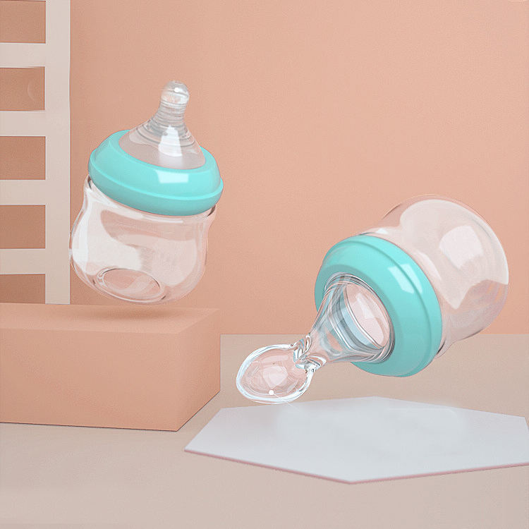 Baby Feeding Bottle with Spoon–Borosilicate Glass, Safe & Easy Feeding