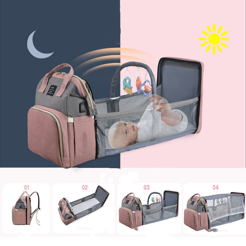 Diaper Bag Backpack Large Capacity Stylish & Spacious Baby Crib