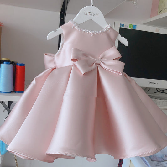 Baby Girl Textured Holiday Pink Dress
