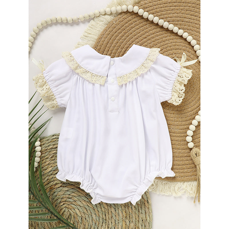 Baby Girl Lace White Bubble Romper