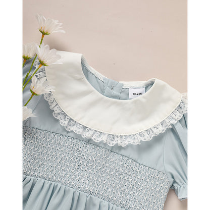 Toddler Smocked Lace Crew Neck Dress