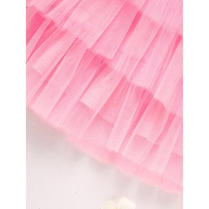 Toddler Girls Long Sleeve Mesh Tulle Dress with Heart Printed