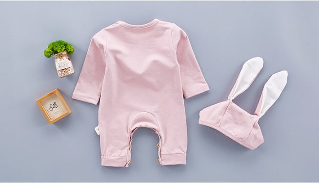 Baby Romper With Cute Long Ears Cap