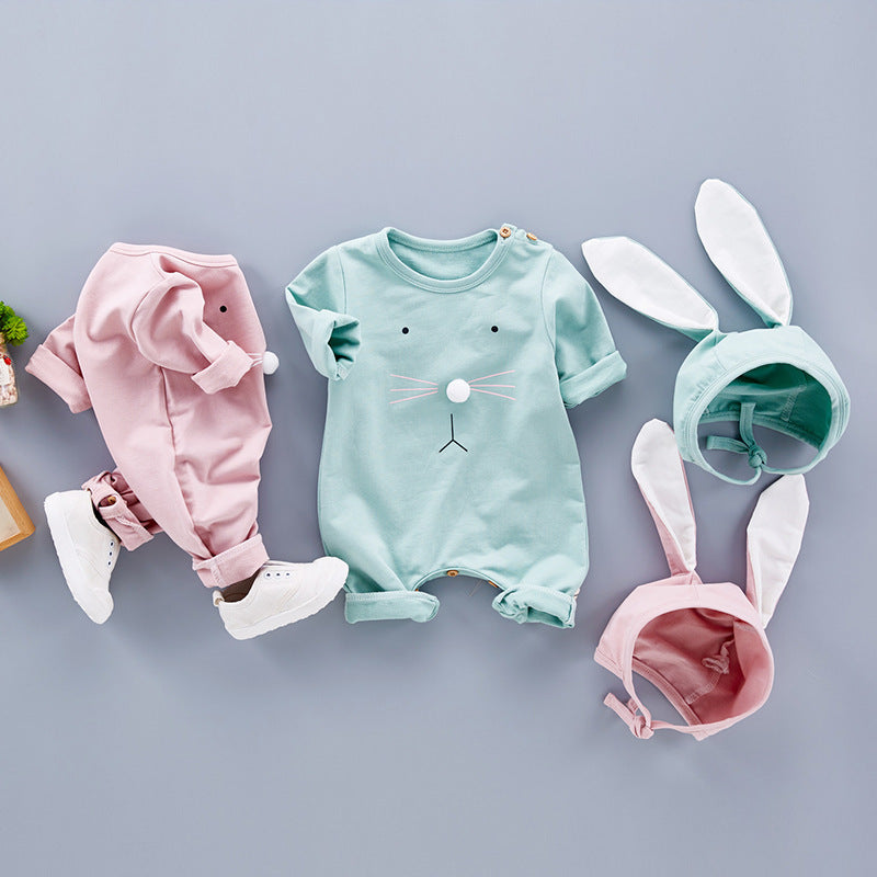 Baby Romper With Cute Long Ears Cap