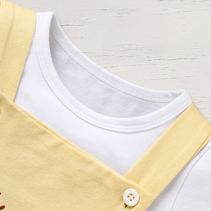 Infant Baby Boy Gentleman Outfit Summer Short Sleeve Crew Neck T Shirt First Birthday Suspender Romper Jumpsuit Set