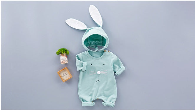 Baby Romper With Cute Long Ears Cap