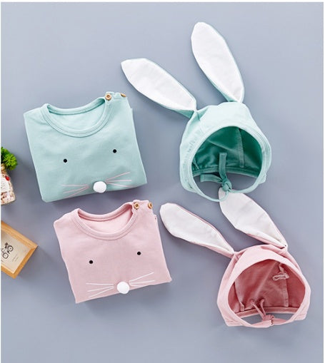 Baby Romper With Cute Long Ears Cap