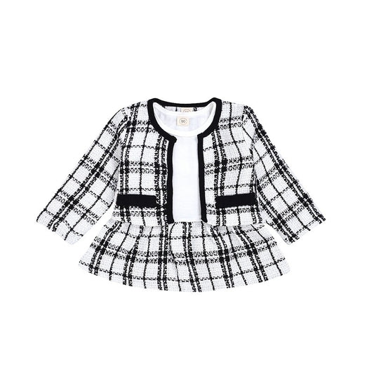 Long-sleeved White Shirt with Blazer and Skirt Coordinates Set
