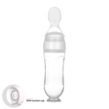 Newborn Baby Feeding Bottle with Silicone Squeeze Feeding Spoon