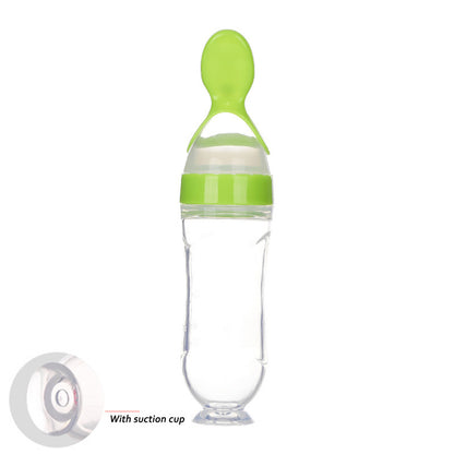 Newborn Baby Feeding Bottle with Silicone Squeeze Feeding Spoon
