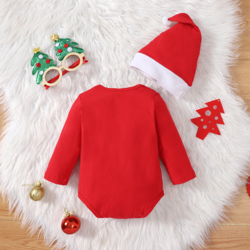 Holiday Embroidered Long Sleeve Rompers with Hat
