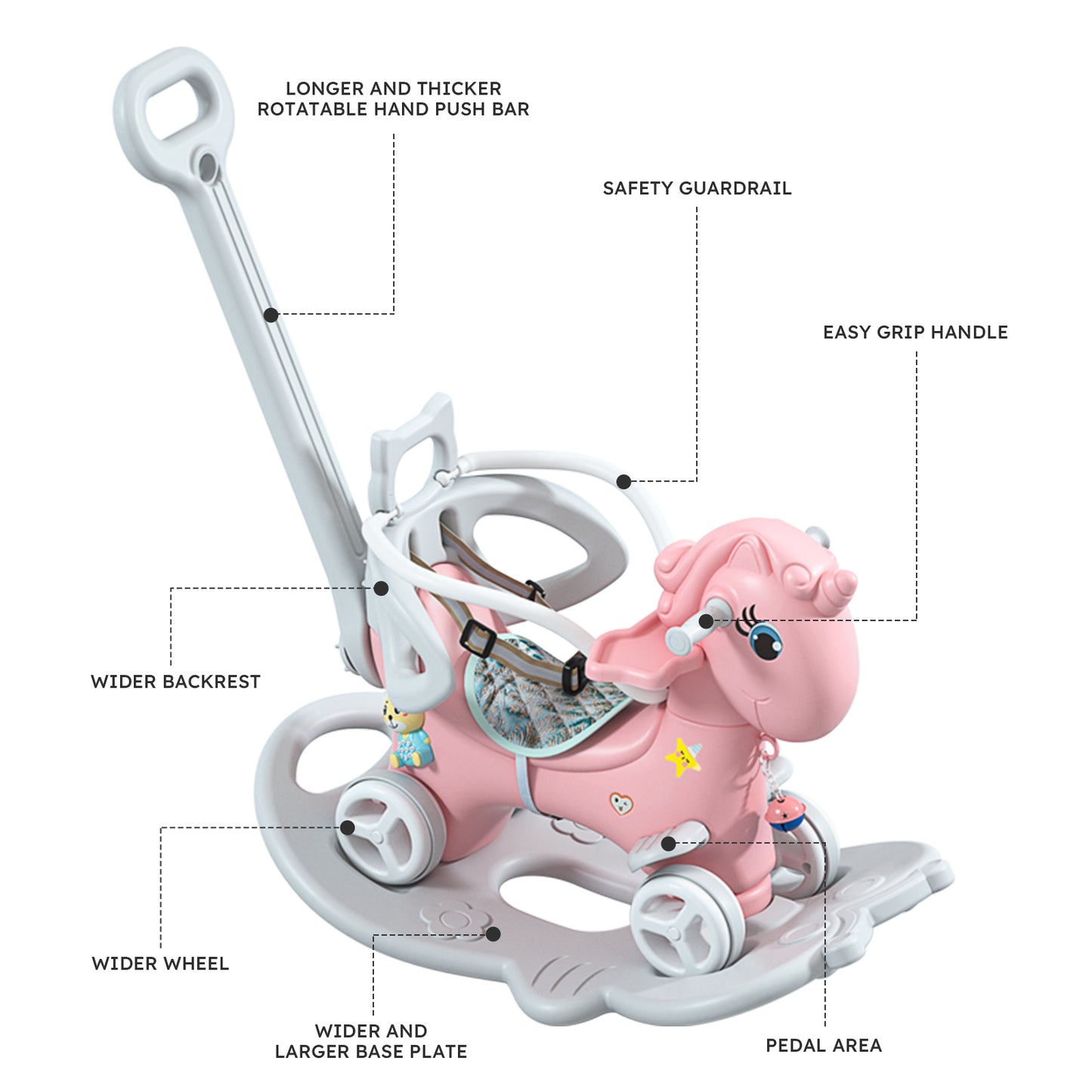 Rocking Horse & Balance Bike Toy Unisex Pink Unicorn