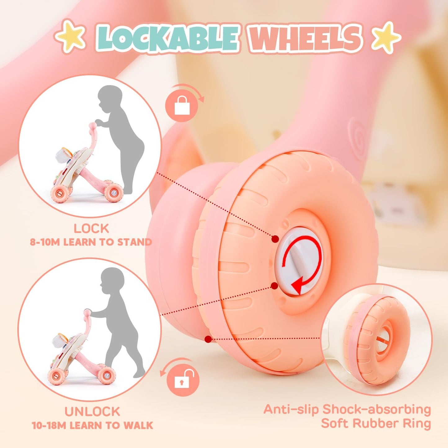 Learning Walker Push Music Toddler Walk Assistance 3 in 1