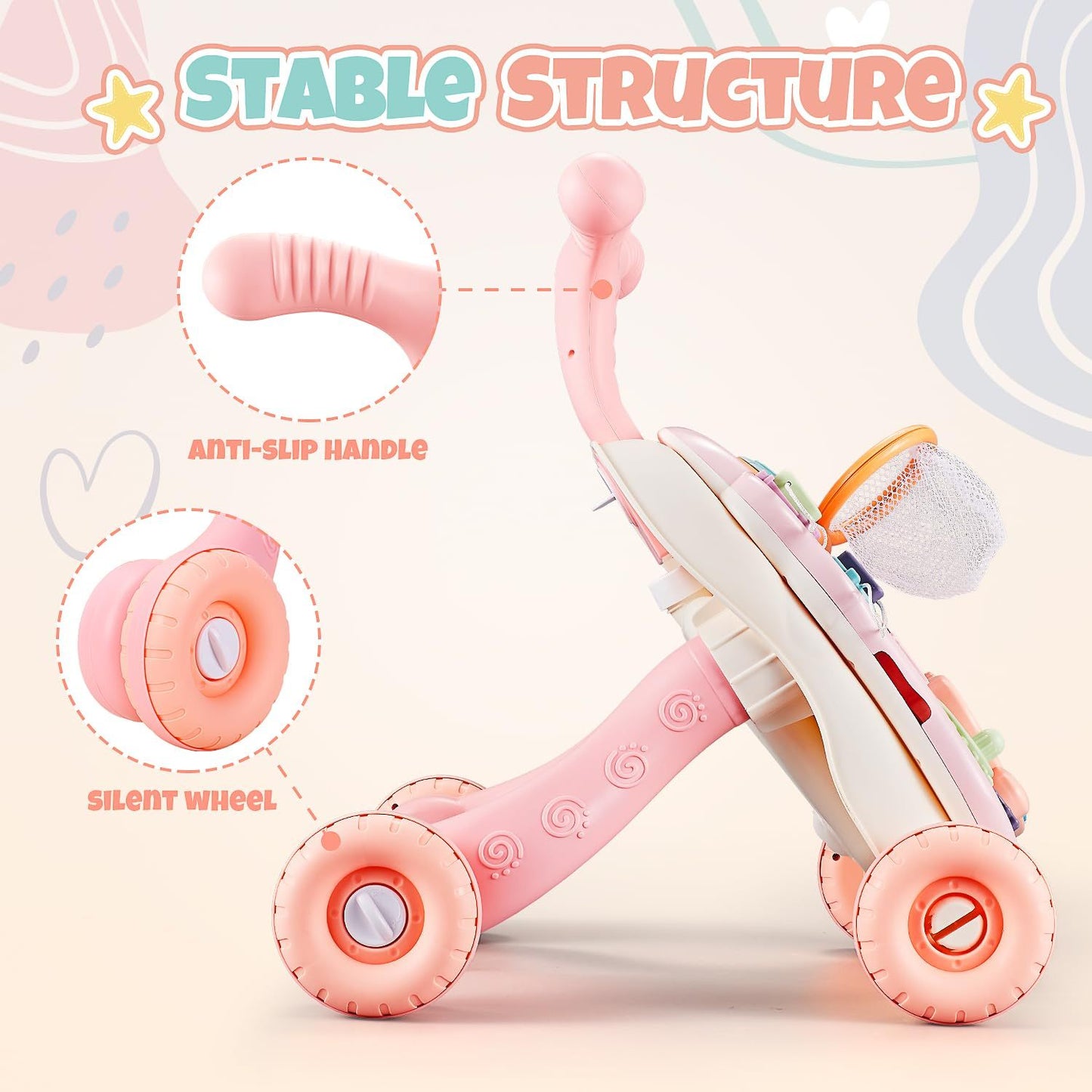 Learning Walker Push Music Toddler Walk Assistance 3 in 1