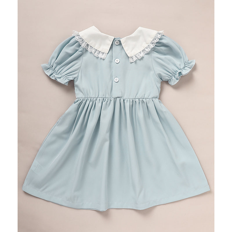 Toddler Smocked Lace Crew Neck Dress