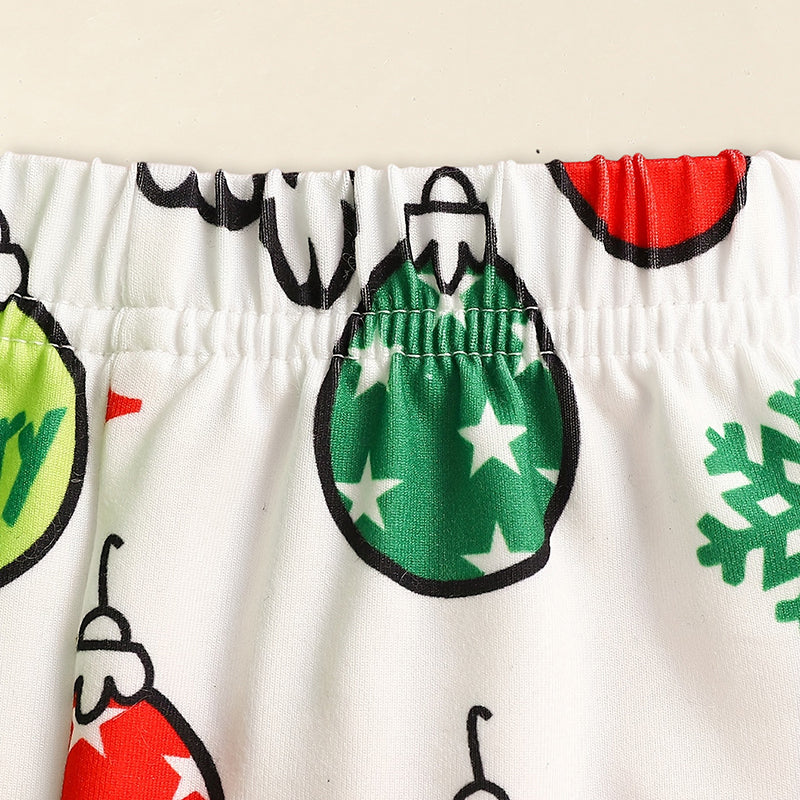 Toddler Ruffle Christmas Dress with Flared Pants and Headband Set