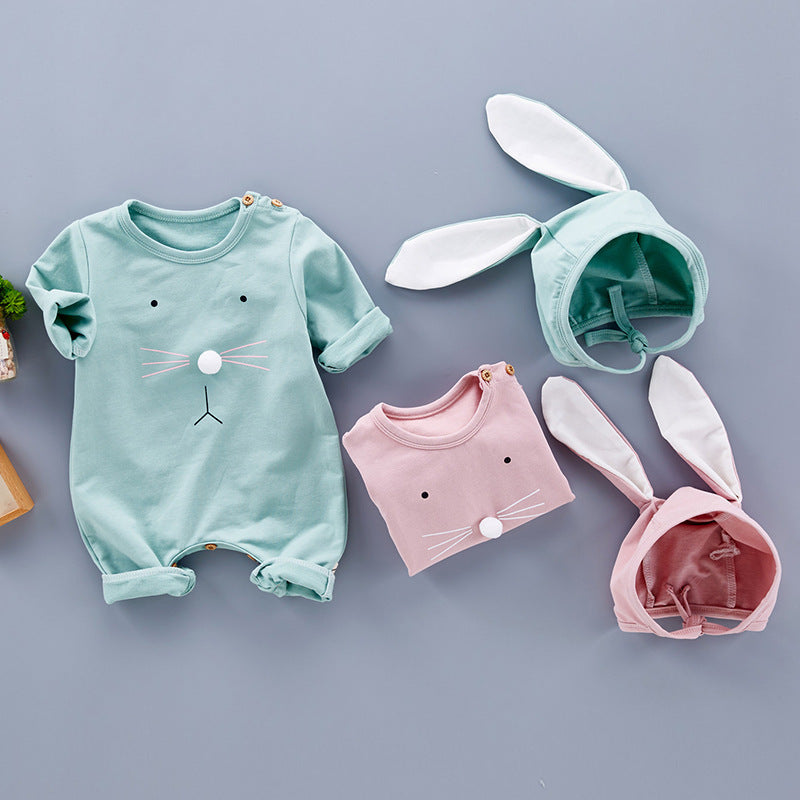 Baby Romper With Cute Long Ears Cap