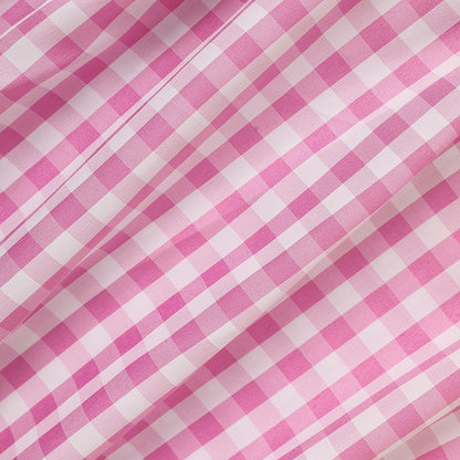 Infant Baby Girls Smocked Ruffle Sleeves Checkered Pink with Heart Embroidery