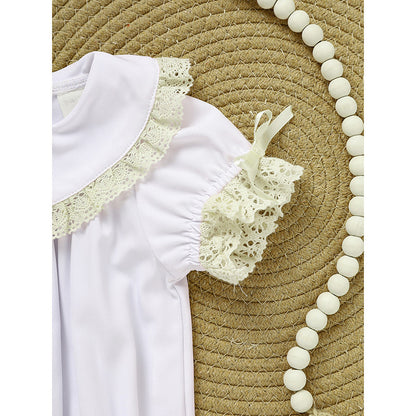 Baby Girl Lace White Bubble Romper