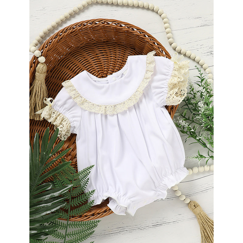 Baby Girl Lace White Bubble Romper