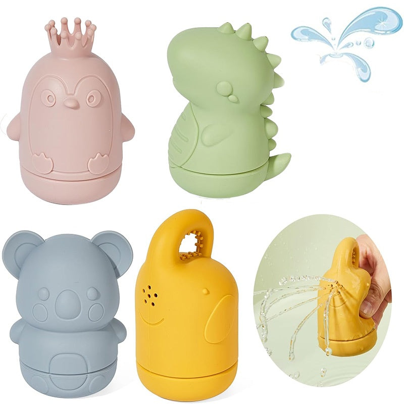 Baby Water Shower Toys Set, Bath Water Toys, Parent-child Interactive Toys, 4 Pieces --ocean Color- Safe Soft Rubber Material, The Bath Does Not Cry, Let The Baby Love The Bath
