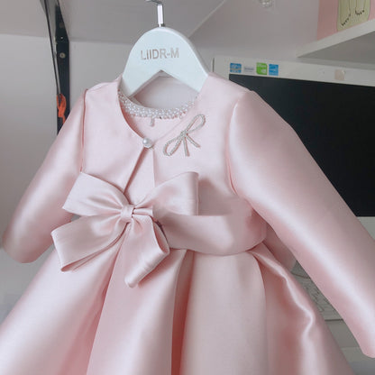 Baby Girl Textured Holiday Pink Dress