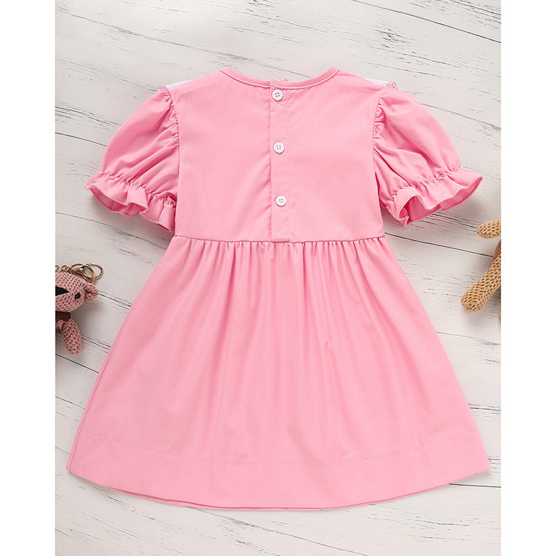 Toddler Spring Smocked Dress With Tulip Embroidery