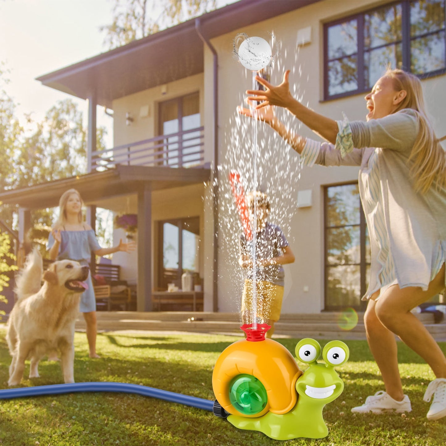2 In 1 Snail Water Sprinkler Baseball Toy With 2 Sprinkler Nozzles 360 Degree Rotating Spray Baseball Sprinkler Summer Water Toy For 4-8Years Old Boys Girls Pool Garden Lawn