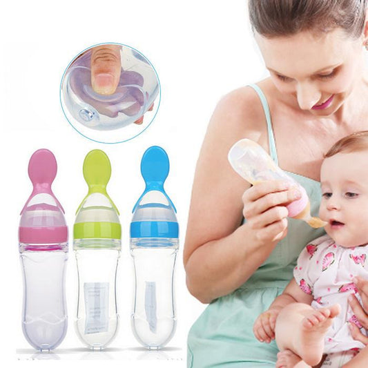 Newborn Baby Feeding Bottle with Silicone Squeeze Feeding Spoon