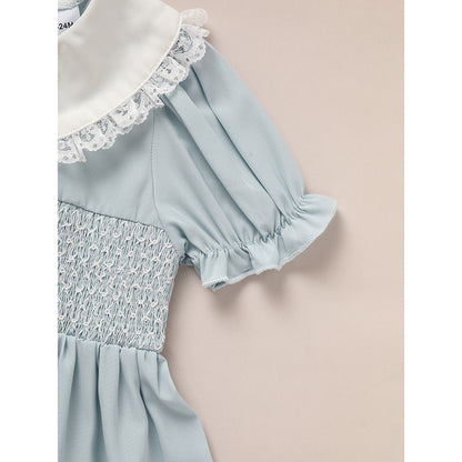 Toddler Smocked Lace Crew Neck Dress