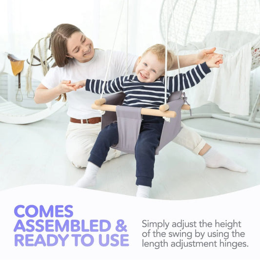 Canvas Baby Wooden Swing With Safety Belt