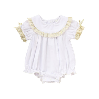 Baby Girl Lace White Bubble Romper